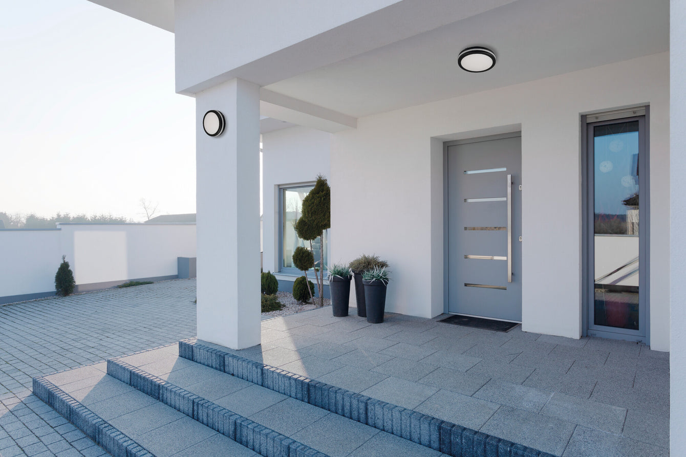 ElekTek Circular LED Ceiling Wall Light 3 CCT IP65 for Indoor and Outdoor Use Black - Buy It Better 