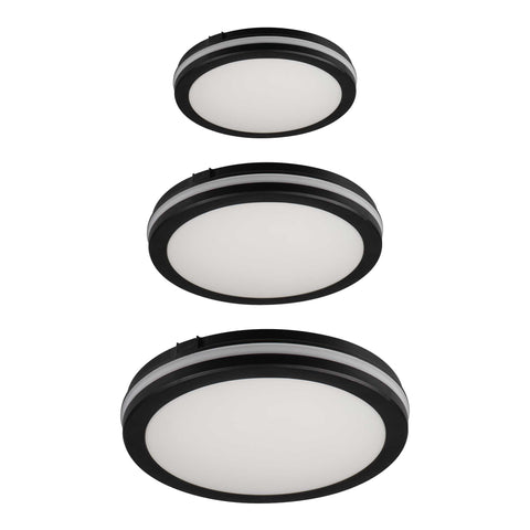 ElekTek Round LED Wall Ceiling Bulkhead Light 3 CCT IP65 for Indoor and Outdoor Use Black