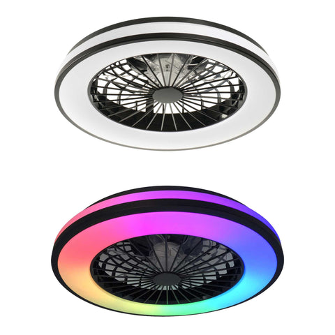 ElekTek Round LED Ceiling Light with Integrated Fan CCT White or RGB