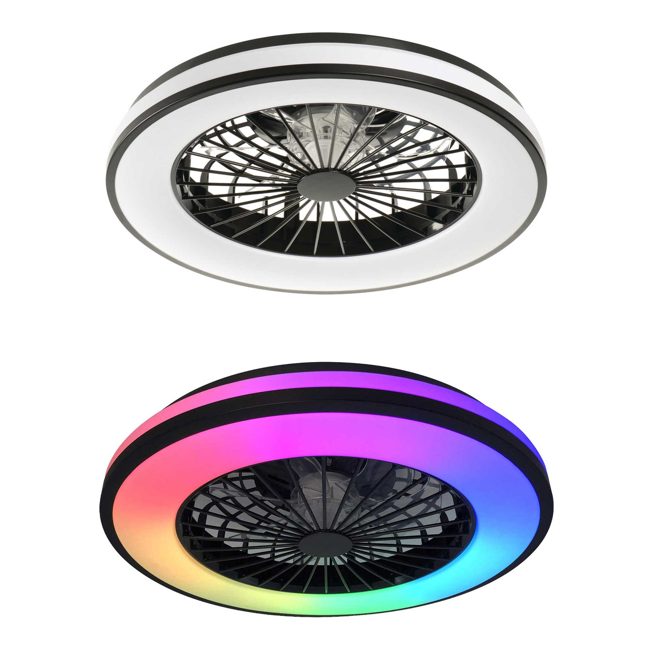 ElekTek Circular Round LED Ceiling Light with Integrated Fan CCT White or RGB - Buy It Better CCT White