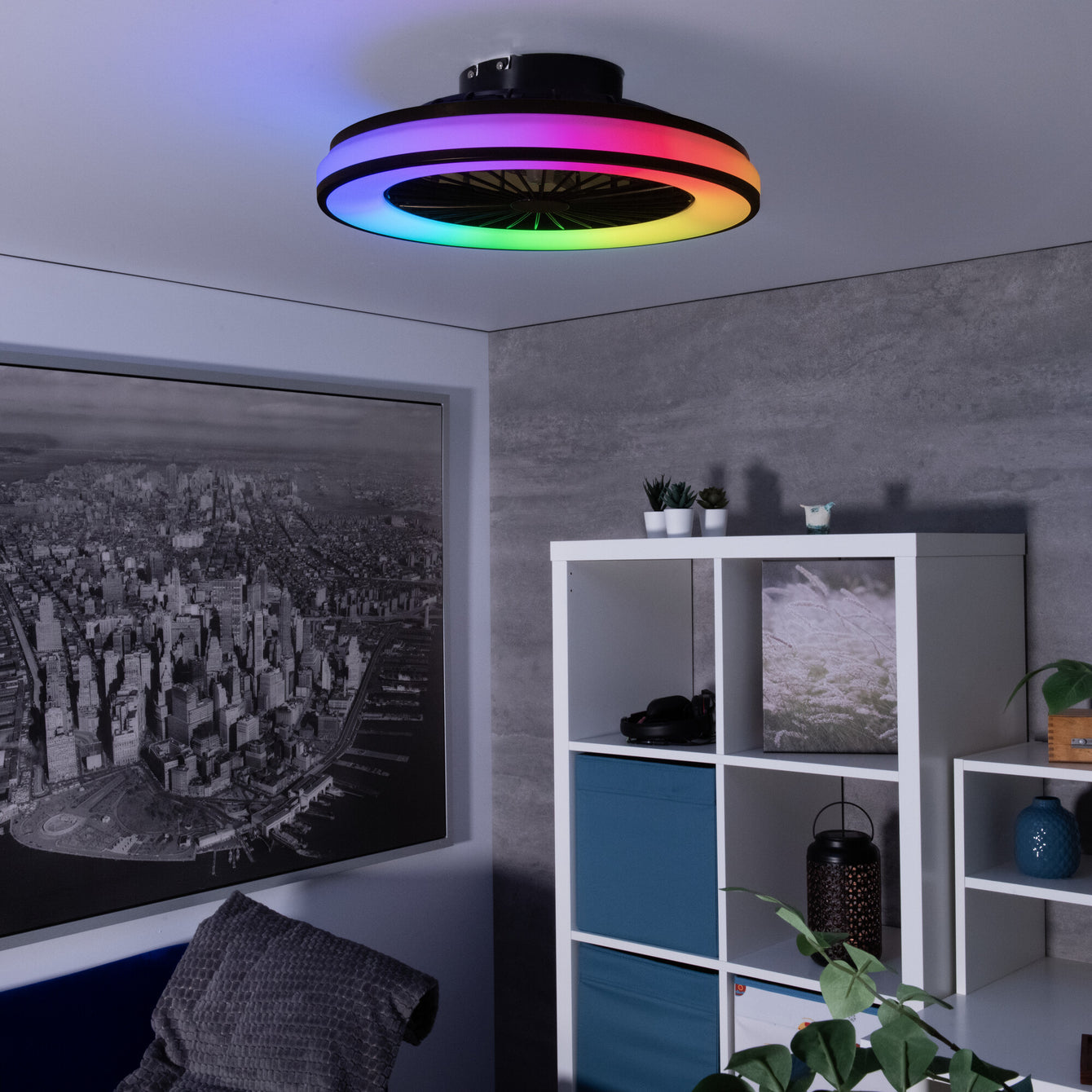 ElekTek Circular Round LED Ceiling Light with Integrated Fan CCT White or RGB - Buy It Better 