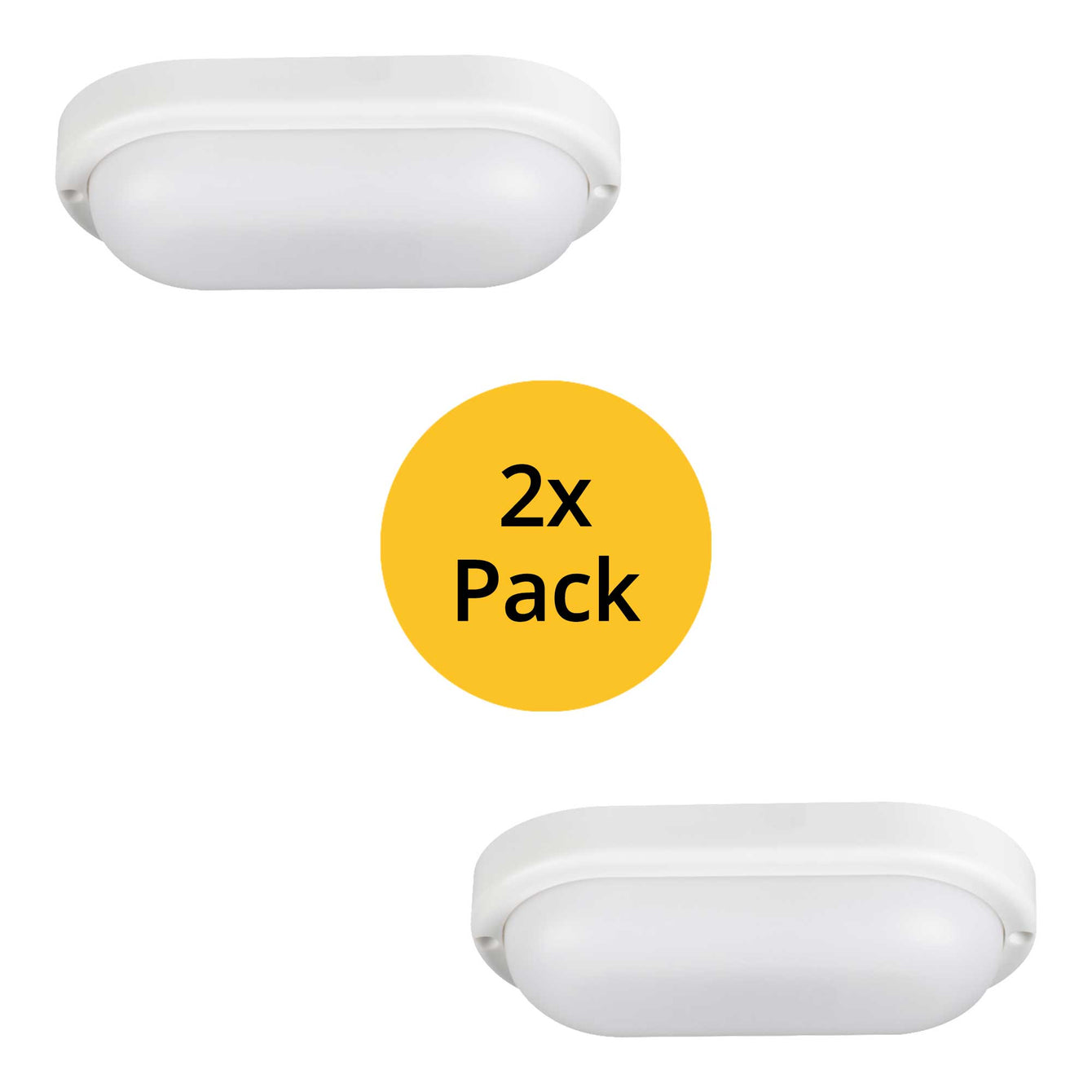 ElekTek Outdoor LED Exterior Bulkhead Light IP54 White 2-Pack - Buy It Better 12W Capsule