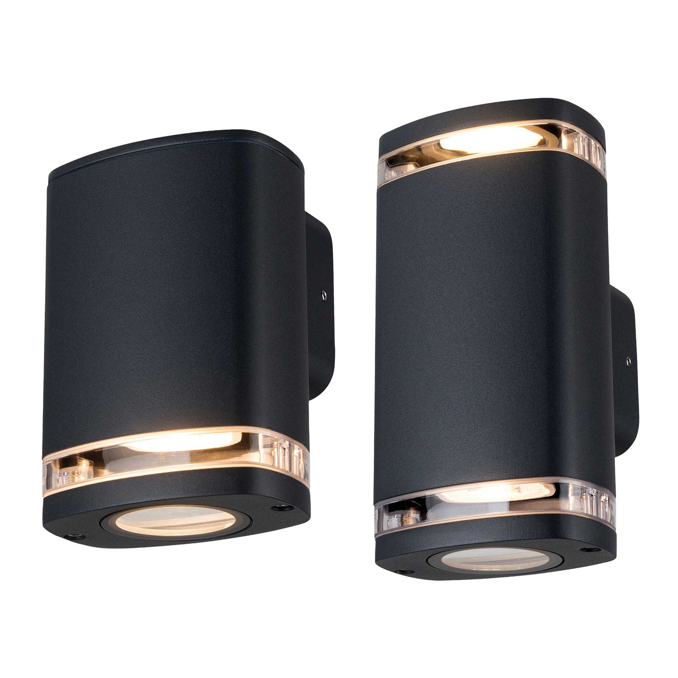 ElekTek Outdoor LED Exterior Wall Light Up and Down 1x or 2x GU10 P54 Black Grey Halo - Buy It Better 1x GU10 Black