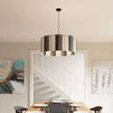 ElekTek Modern Ceiling Pendant Light Lamp Shade with Wooden Slats, Rivets 40cm Dia - Buy It Better