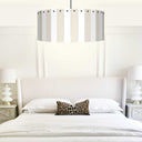 ElekTek Modern Ceiling Pendant Light Lamp Shade with Wooden Slats, Rivets 40cm Dia - Buy It Better