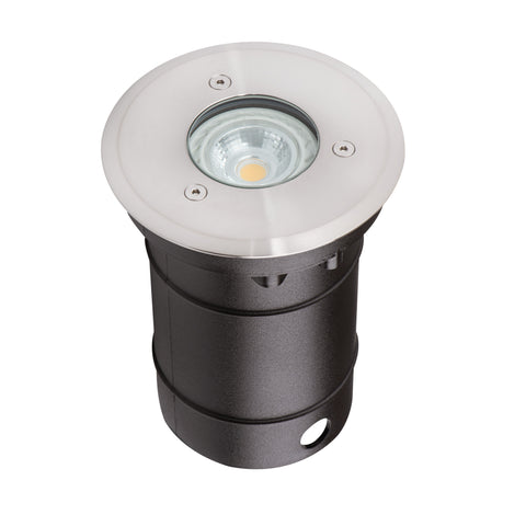 ElekTek Round Stainless Steel Ground Recessed Light GU10 Outdoor Exterior IP67 Waterproof for Driveway, Paths, Decking, Patio, Garden