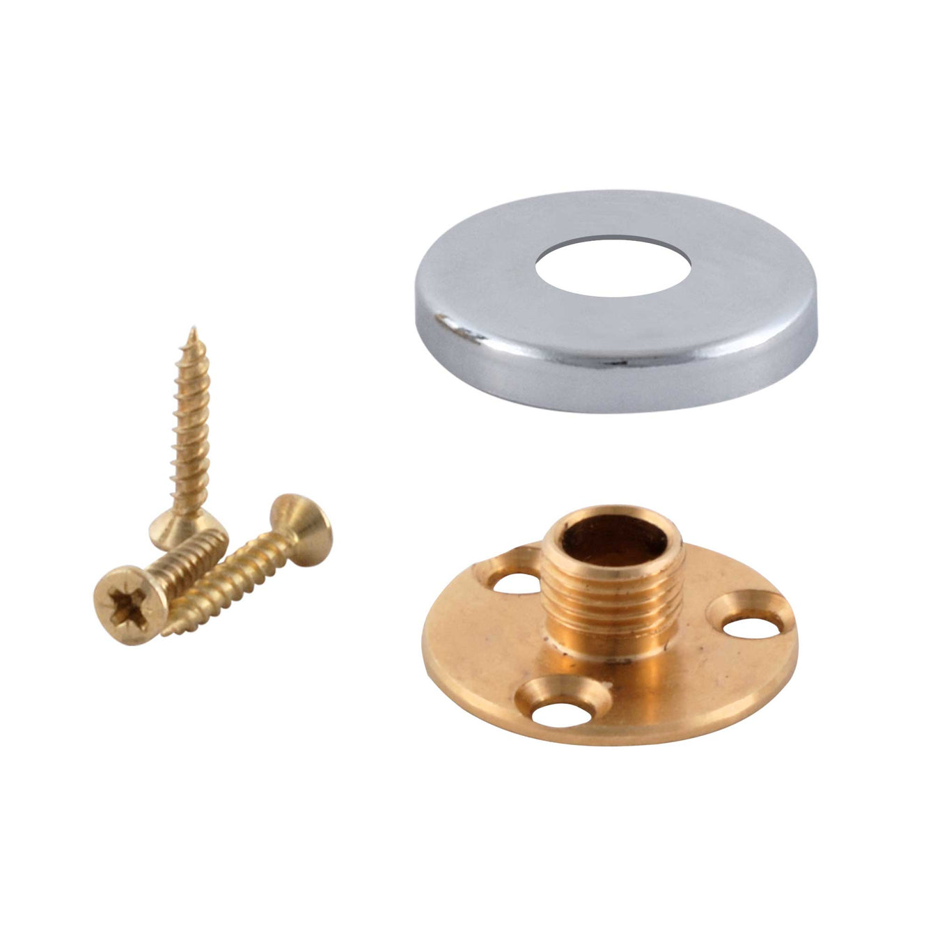 ElekTek Male Thread Back Plate Mount Cover and Screws - For use with B22 E27 Lamp holders Chrome / 10mm