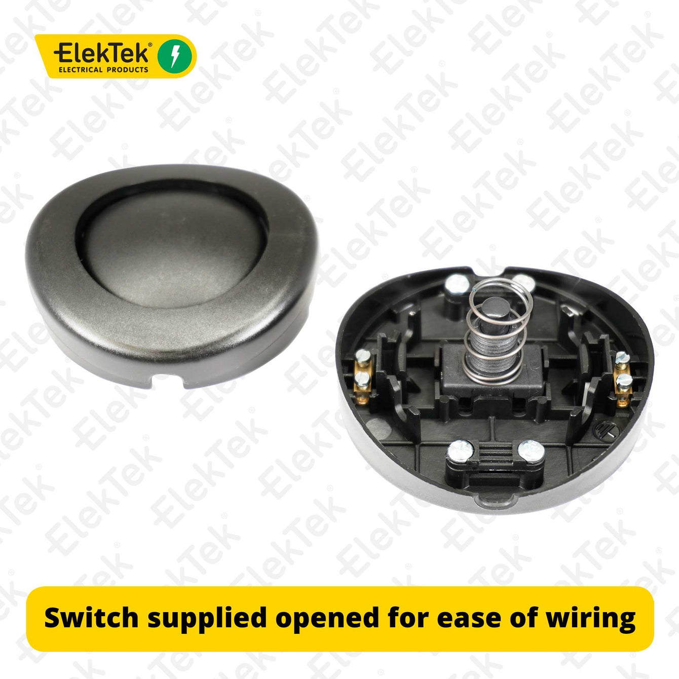 ElekTek Foot Press Switch In Line Push Button Large 65mm Diameter Use 2 or 3 Core Flex Colours Gold