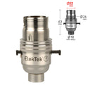 ElekTek Safety Switch Lamp Holder Bayonet Cap B22 10mm or Half Inch Entry With Shade Ring Solid Brass