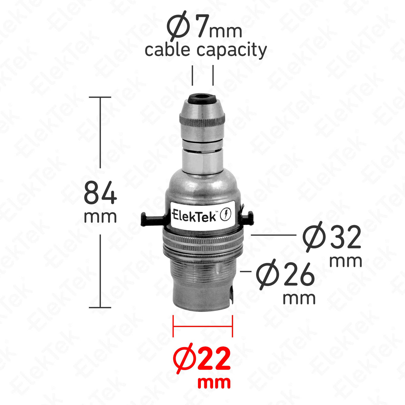 ElekTek Safety Switch Lamp Holder Half Inch Bayonet Cap B22 With Matching Cable Cord Grip Brass Brushed Antique Brass