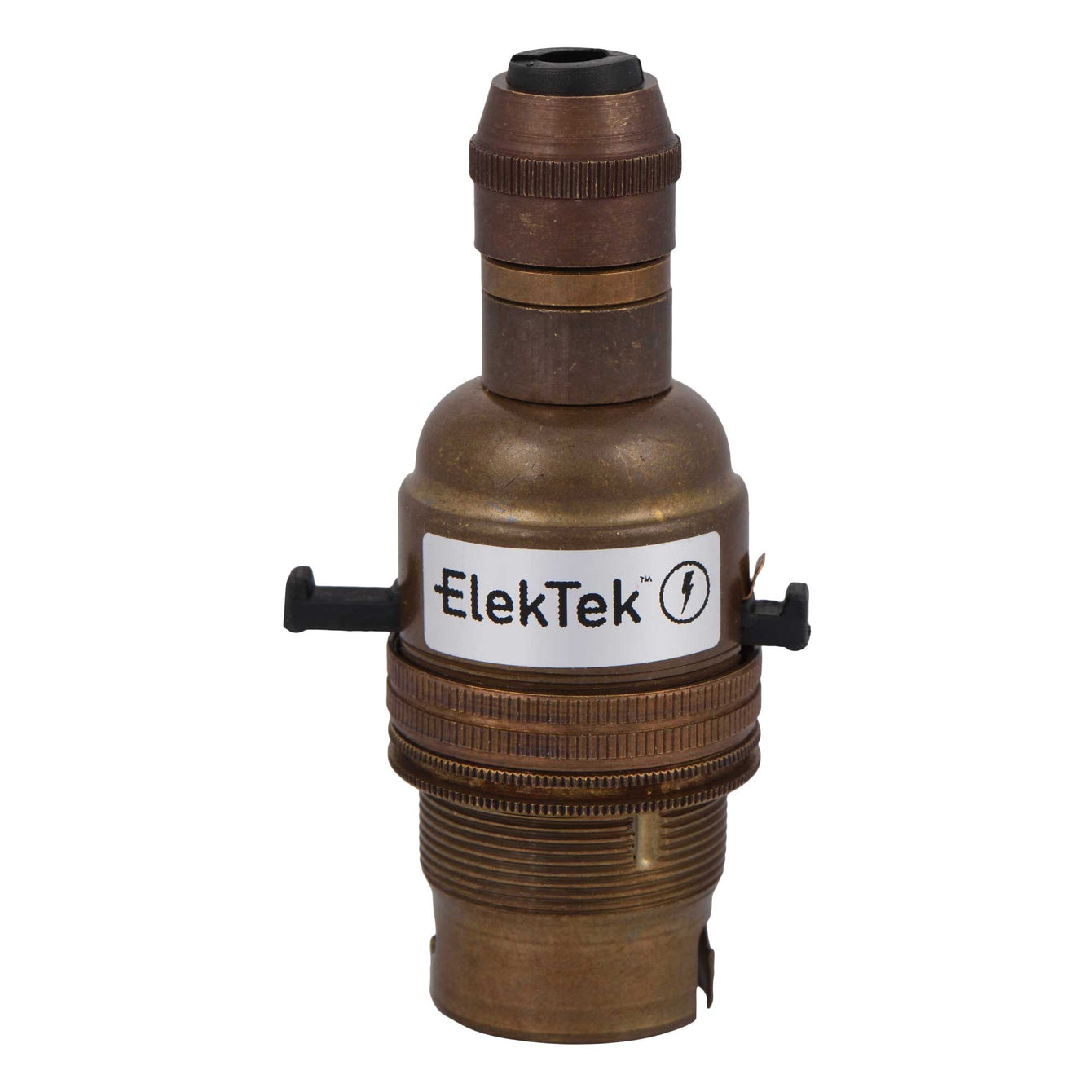 ElekTek Safety Switch Lamp Holder Half Inch Bayonet Cap B22 With Matching Cable Cord Grip Brass 