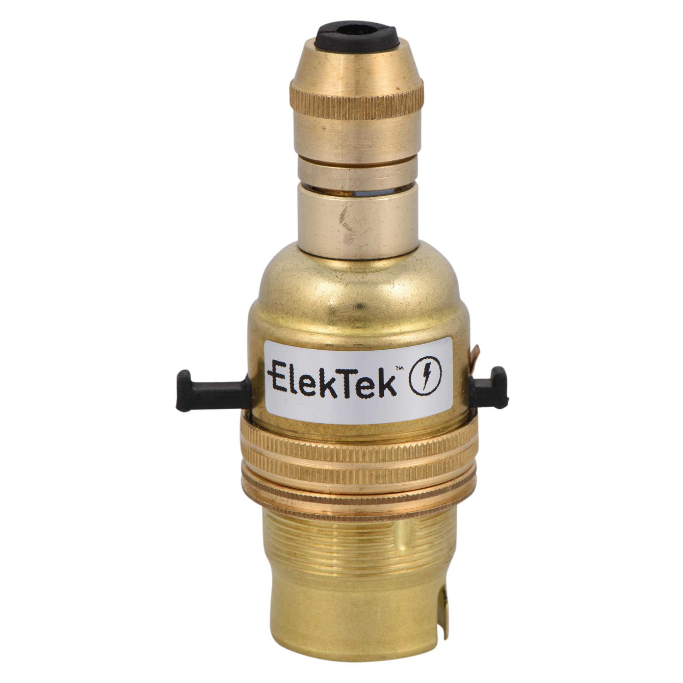 ElekTek Safety Switch Lamp Holder Half Inch Bayonet Cap B22 With Matching Cable Cord Grip Brass Antique Brass