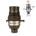 ElekTek Safety Switch Lamp Holder Bayonet Cap B22 10mm or Half Inch Entry With Shade Ring Solid Brass