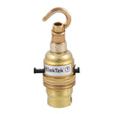 ElekTek Patented Safety Switch Lamp Holder Half Inch Bayonet Cap B22 With Shade Ring and Hook Solid Brass