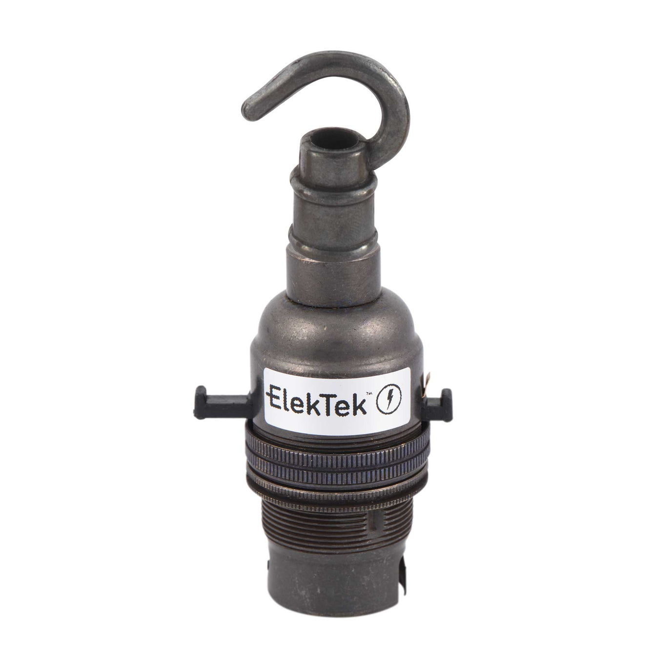 ElekTek Patented Safety Switch Lamp Holder Half Inch Bayonet Cap B22 With Shade Ring and Hook Solid Brass 