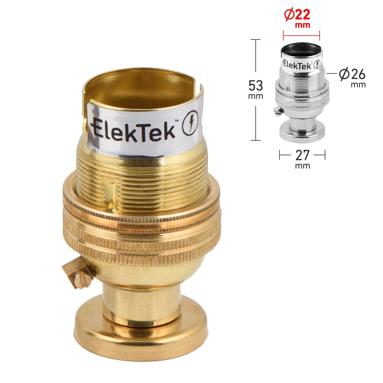 ElekTek Lamp Holder Half Inch Bayonet Cap B22 Unswitched With Shade Ring Back Plate Cover and Screws Solid Brass - Buy It Better Antique Brass
