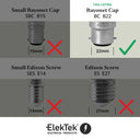 ElekTek Lamp Holder Bayonet Cap B22 Unswitched 10mm or Half Inch Entry With Shade Ring Solid Brass - Buy It Better