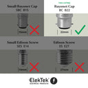 ElekTek Lamp Holder Fixed Batten Bayonet Cap BC B22 With Shade Ring Solid Brass - Buy It Better