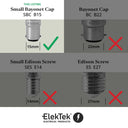 ElekTek Lamp Holder Fixed Batten Miniature Small Bayonet Cap SBC B15 With Shade Ring Solid Brass - Buy It Better