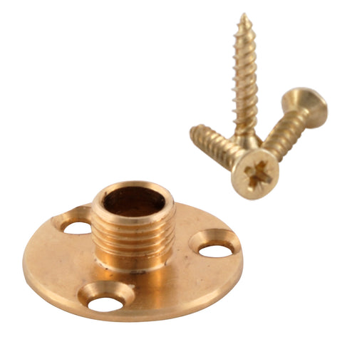 ElekTek Solid Brass Back Plate Lamp Bulb Holder Mount Fitting 10mm or 0.5/Half Inch Threaded Brass Boss 25.4mm/1