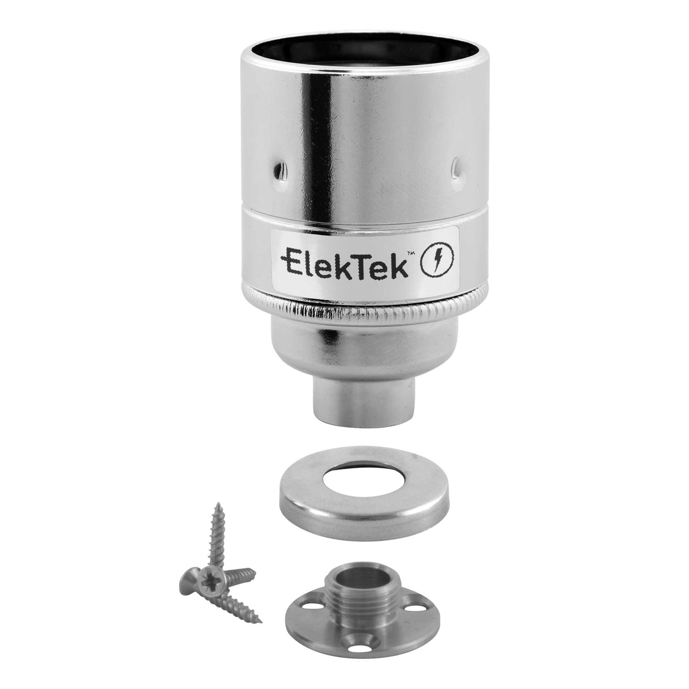 ElekTek ES Edison Screw E27 Lamp Holder Plain Skirt With Back Plate Cover and Screws Brass Bronze