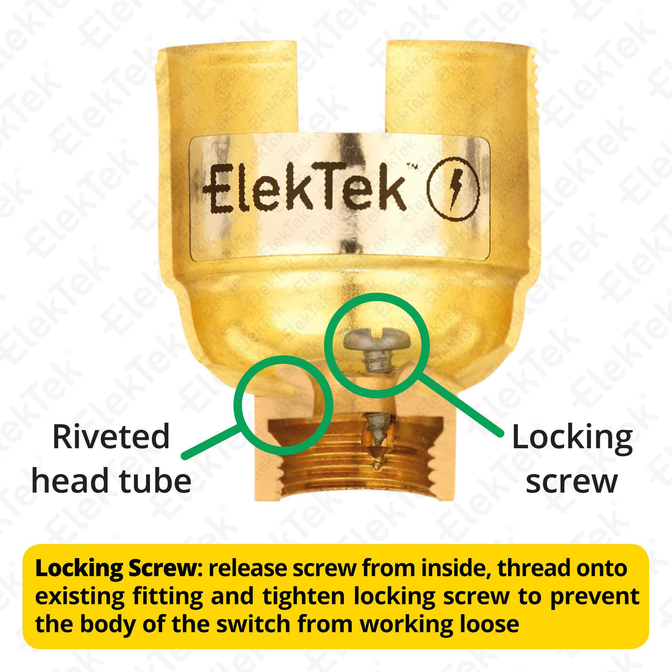 ElekTek Safety Switch Lamp Holder Half Inch Bayonet Cap B22 With Matching Cable Cord Grip Brass 