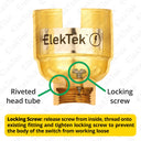 ElekTek Safety Switch Lamp Holder Half Inch Bayonet Cap B22 With Shade Ring Wood Mount Brass