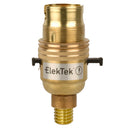 ElekTek Safety Switch Lamp Holder Half Inch Bayonet Cap B22 With Shade Ring Wood Mount Brass