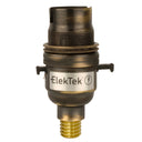 ElekTek Safety Switch Lamp Holder Half Inch Bayonet Cap B22 With Shade Ring Wood Mount Brass