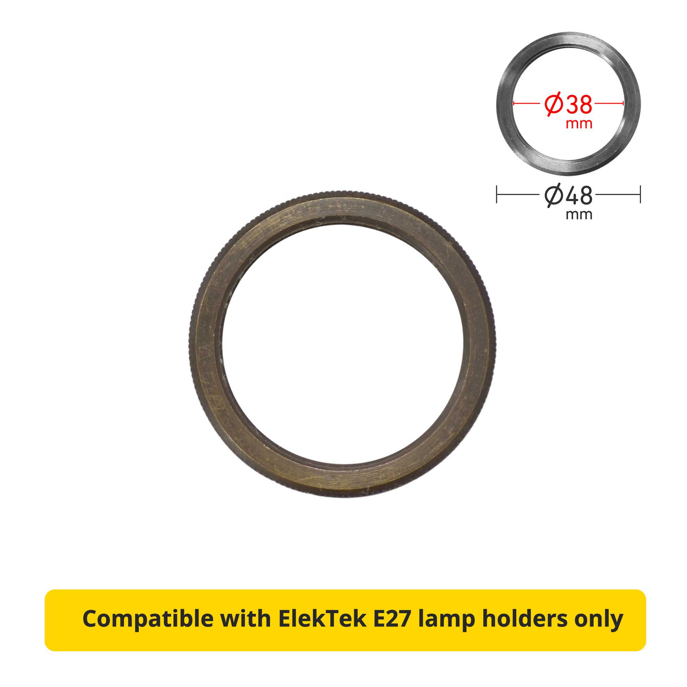 ElekTek E27 Shade Ring Single Brass 