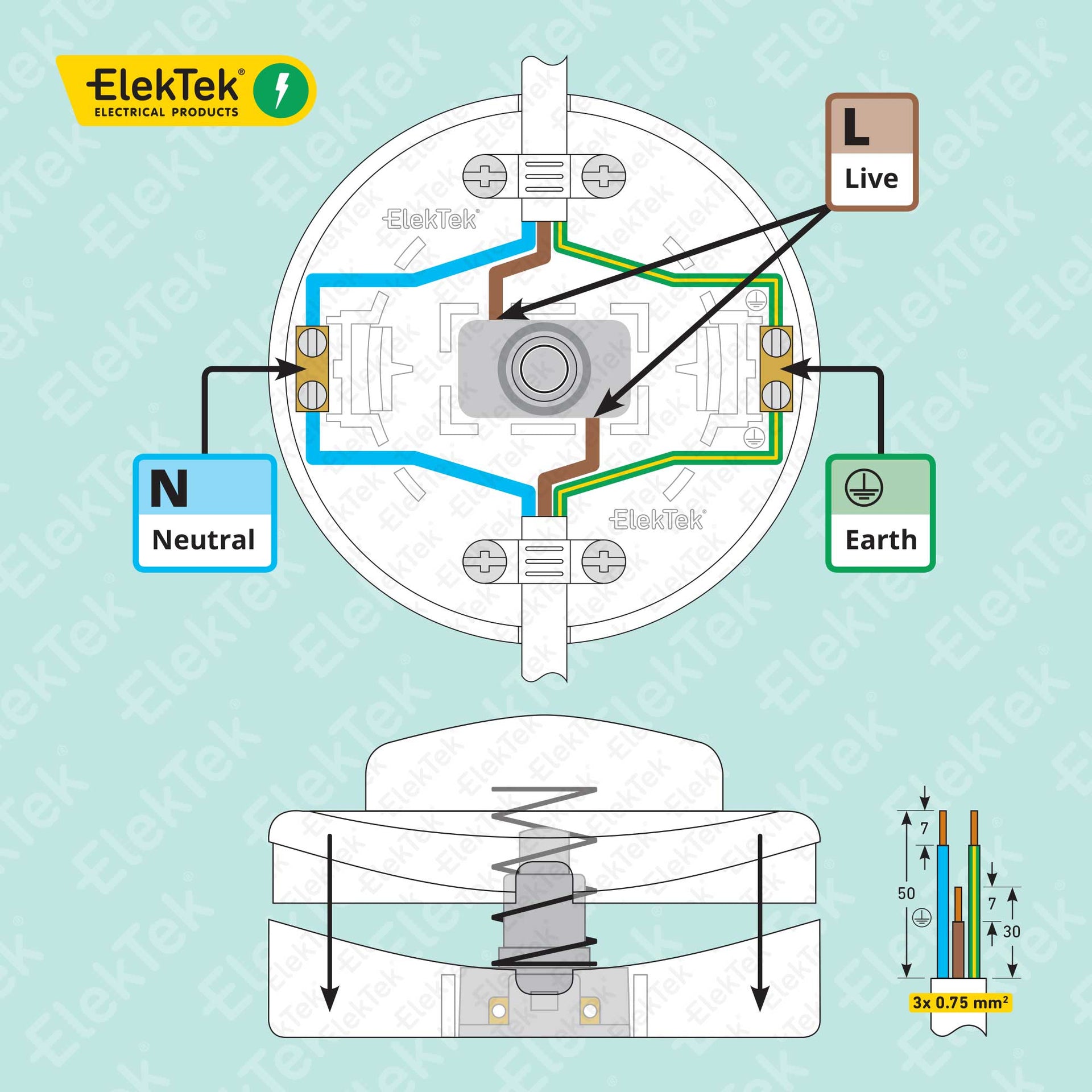 ElekTek Foot Press Switch In Line Push Button Large 65mm Diameter Use ...