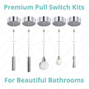 ElekTek Premium Bathroom Light Pull Switch Kit and Chain Extended Bundle Chrome