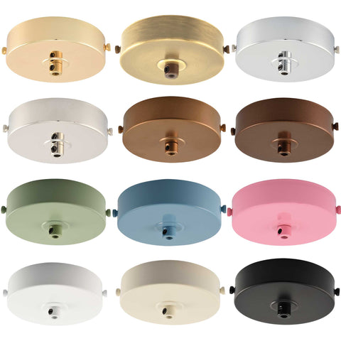 ElekTek Flat Top Ceiling Pendant Rose 100mm Diameter with Strap Bracket and Cord Grip Metallic Finishes Powder Coated Colours