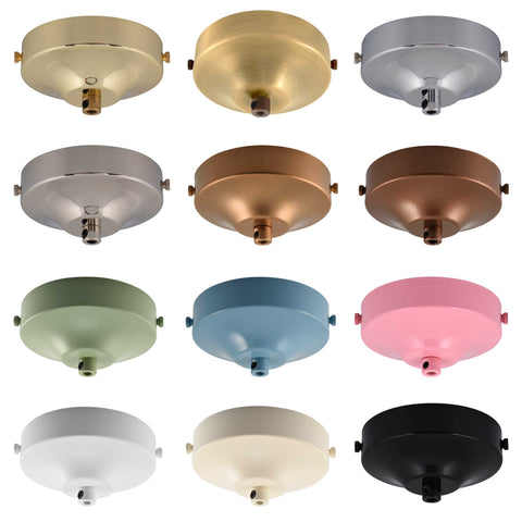 ElekTek 100mm Diameter Convex Ceiling Rose with Strap Bracket and Cord Grip Metallic Finishes Powder Coated Colours