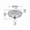 ElekTek 100mm Diameter Convex Ceiling Rose with Strap Bracket and Cord Grip Metallic Finishes Powder Coated Colours