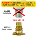 ElekTek Lamp Holder Fixed Batten Miniature Small Bayonet Cap SBC B15 With Shade Ring Solid Brass