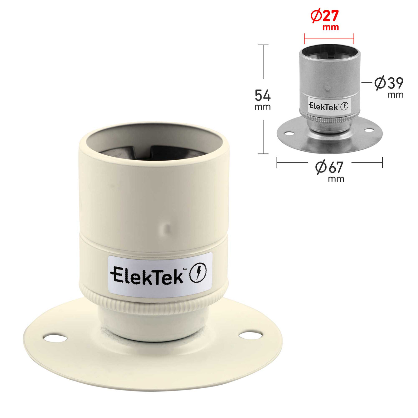 ElekTek ES Edison Screw E27 Fixed Batten Lamp Holder With Plain Skirt Ideal for Vintage Filament Bulbs Brass - Buy It Better 