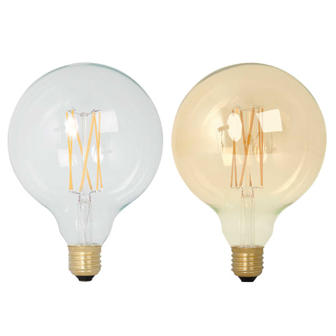 Calex LED Full Glass Long Filament Globe Lamp Bulb 240V 4W 350lm E27 GLB125, Clear 2300K Dimmable 425474