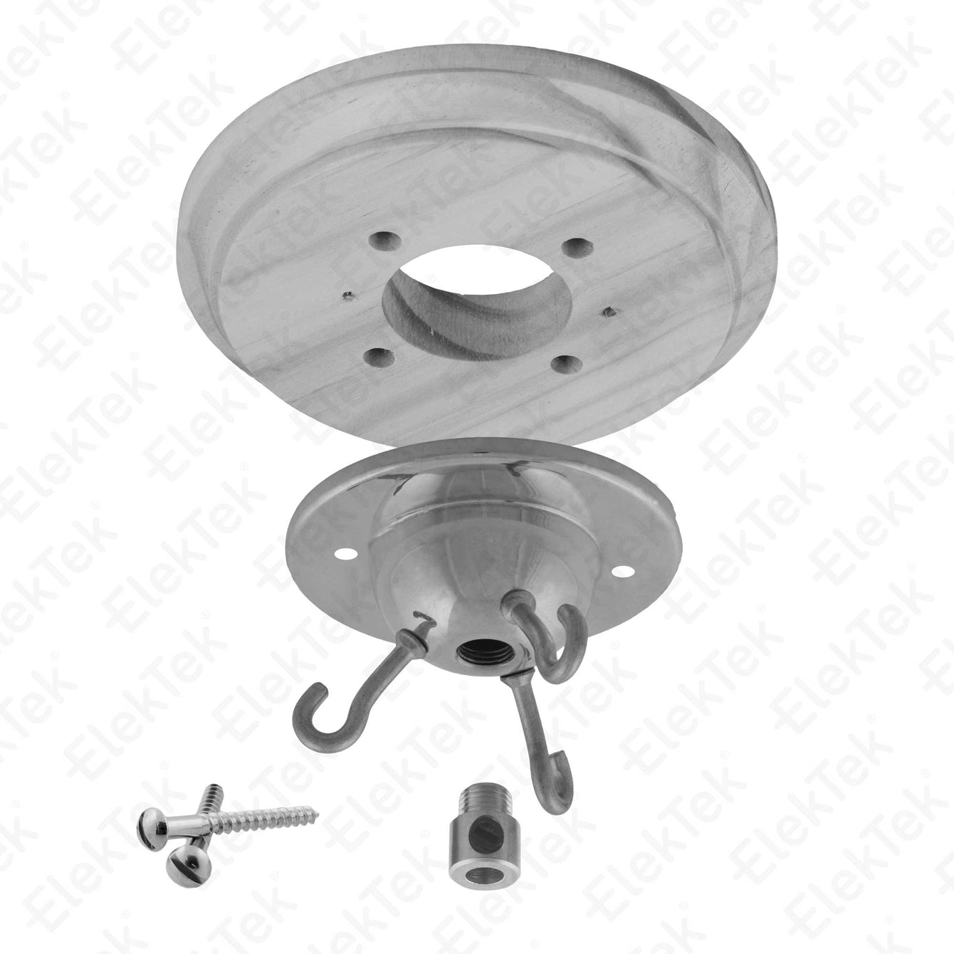 ElekTek 3 Hook Ceiling Rose Kit With Matching Screws Cord Grip and Pine Ceiling Pattress Metallic Finishes Bronze