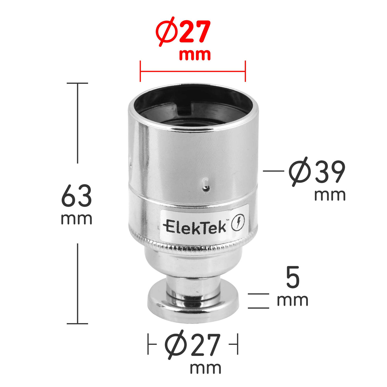 ElekTek ES Edison Screw E27 Lamp Holder Plain Skirt With Back Plate Cover and Screws Brass Brushed Antique