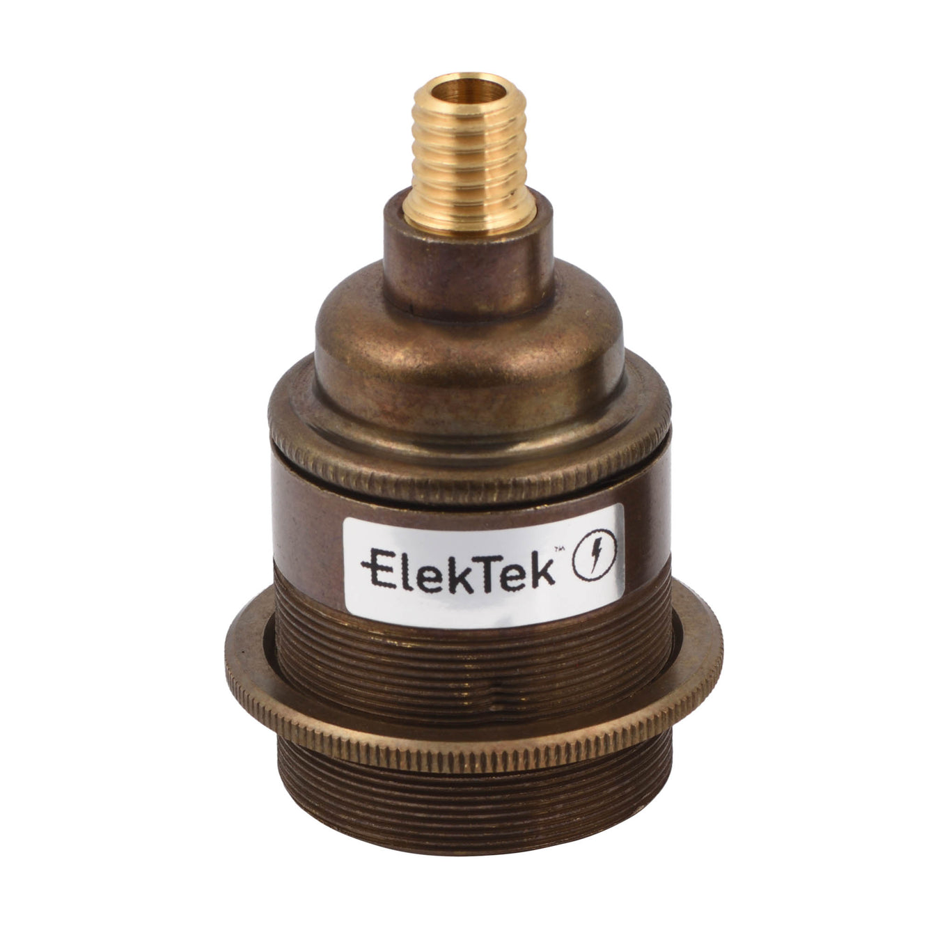 ElekTek ES Edison Screw E27 Lamp Holder Shade Ring With Wood Nipple Brass - Buy It Better Nickel