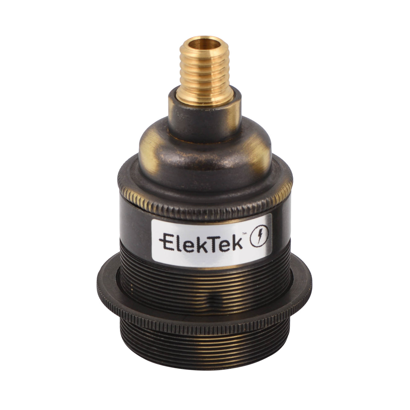 ElekTek ES Edison Screw E27 Lamp Holder Shade Ring With Wood Nipple Brass - Buy It Better 