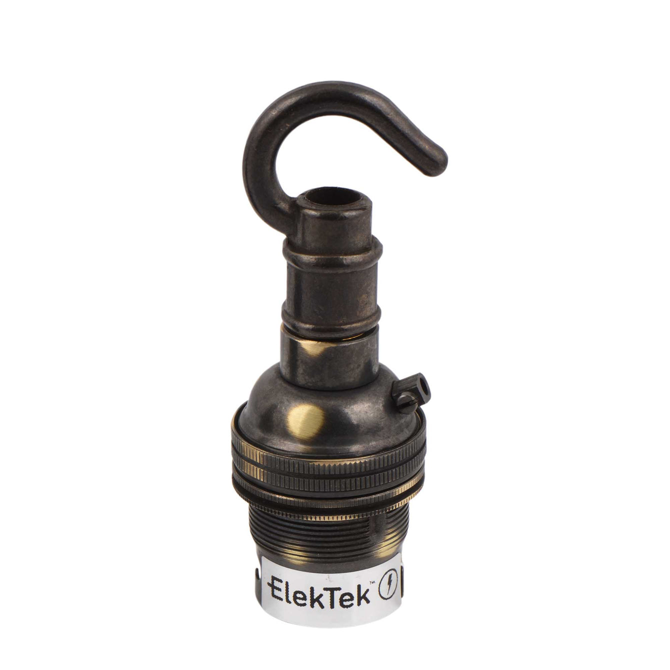 ElekTek Lamp Holder Bayonet Cap B22 Unswitched With Shade Ring and Hook Solid Brass - Buy It Better 