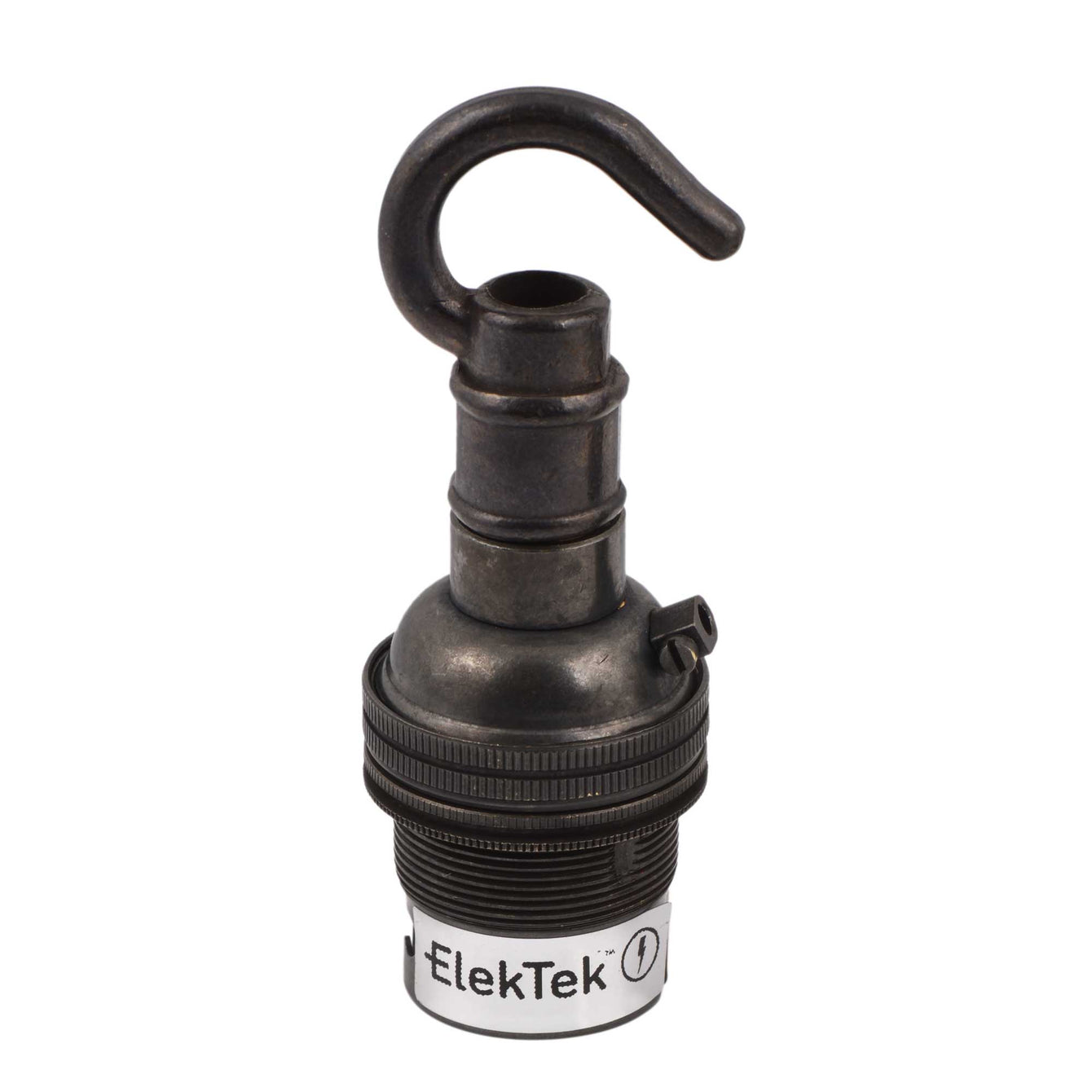 ElekTek Lamp Holder Bayonet Cap B22 Unswitched With Shade Ring and Hook Solid Brass - Buy It Better 