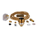 ElekTek Premium Lamp Kit Brass Shade Ring E27 Lamp Holder with Gold Flex, In Line Switch and 3A UK Plug - Buy It Better