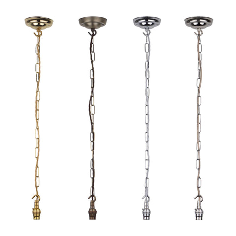 ElekTek Premium Pendant Light Kit DIY 108mm Ceiling Rose, Chain, Twisted Flex and Lamp Holder B22 Hook