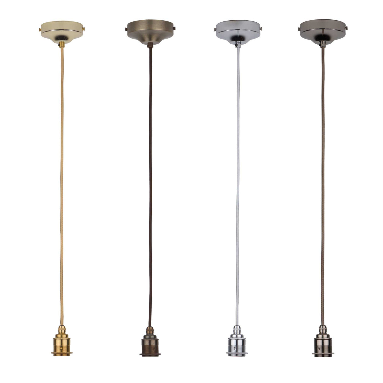 ElekTek Premium Pendant Light Kit DIY 100mm Convex Ceiling Rose, Round Flex and Lamp Holder E27 Shade Ring Cord Grip - Buy It Better Brass