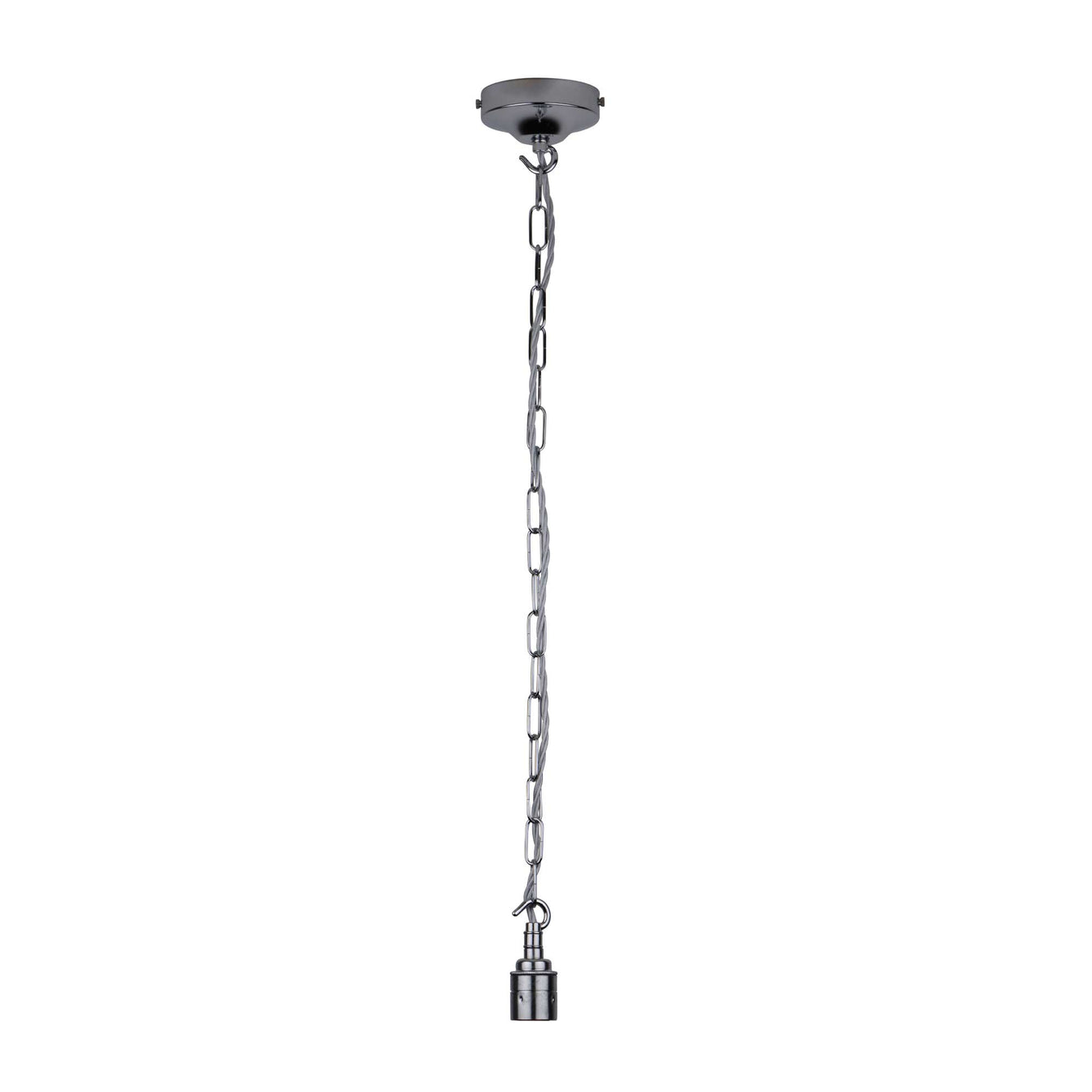 ElekTek Premium Pendant Light Kit DIY 100mm Convex Ceiling Rose, Chain, Twisted Flex and Lamp Holder E27 Plain Hook - Buy It Better 