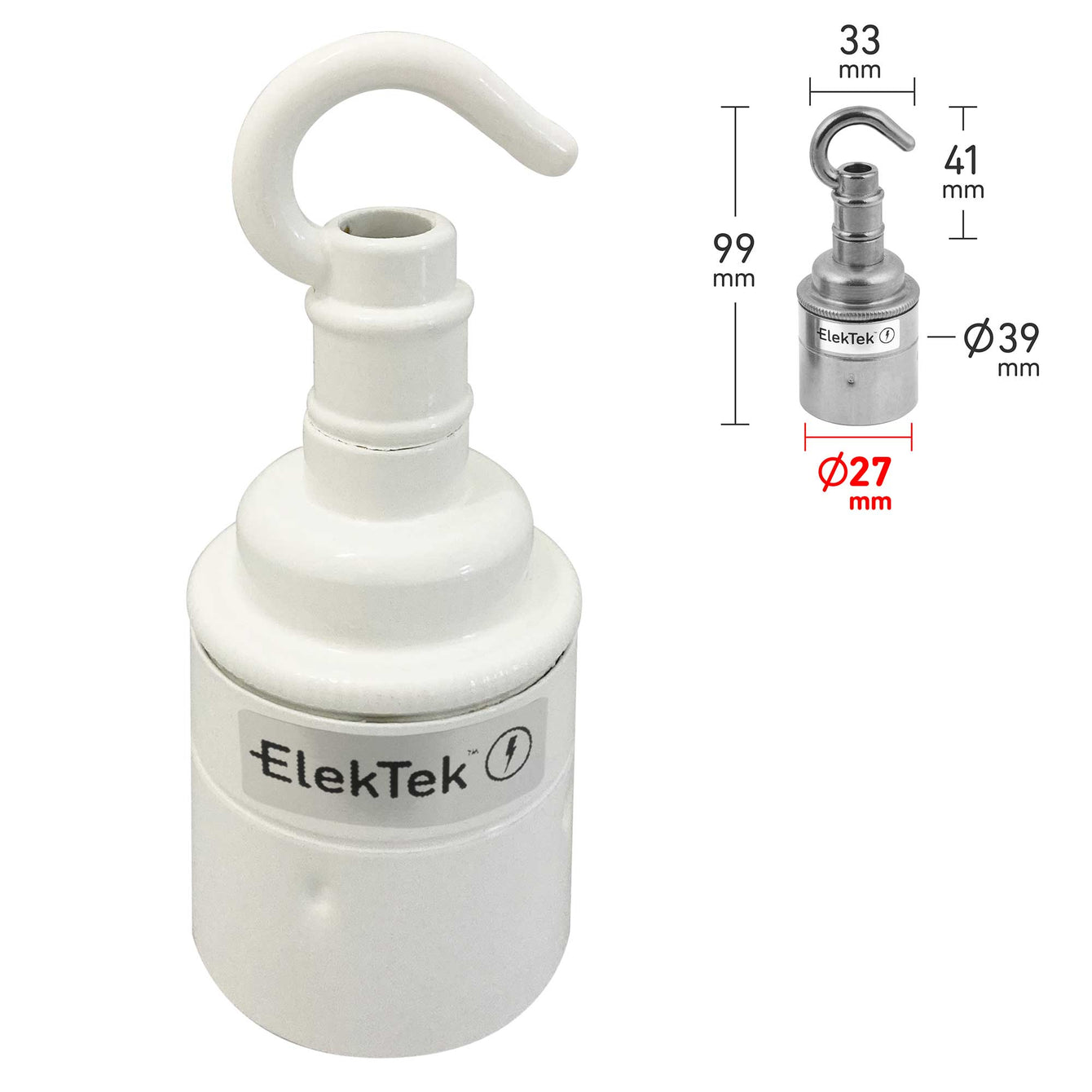 ElekTek ES Edison Screw E27 Lamp Holder Plain Skirt With Accessory Hook Brass 