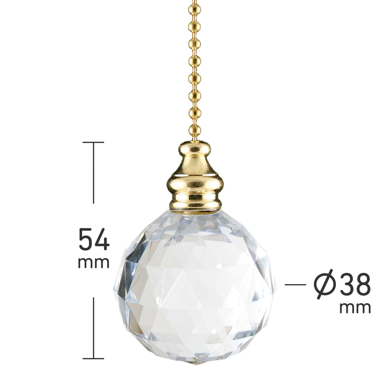 ElekTek Light Pull Chain Acrylic Crystal Ball With 80cm Matching Chain - Buy It Better 
